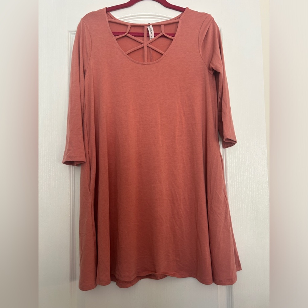 Zenana Premium Dress/Tunic Size M Ash Rose NWOT